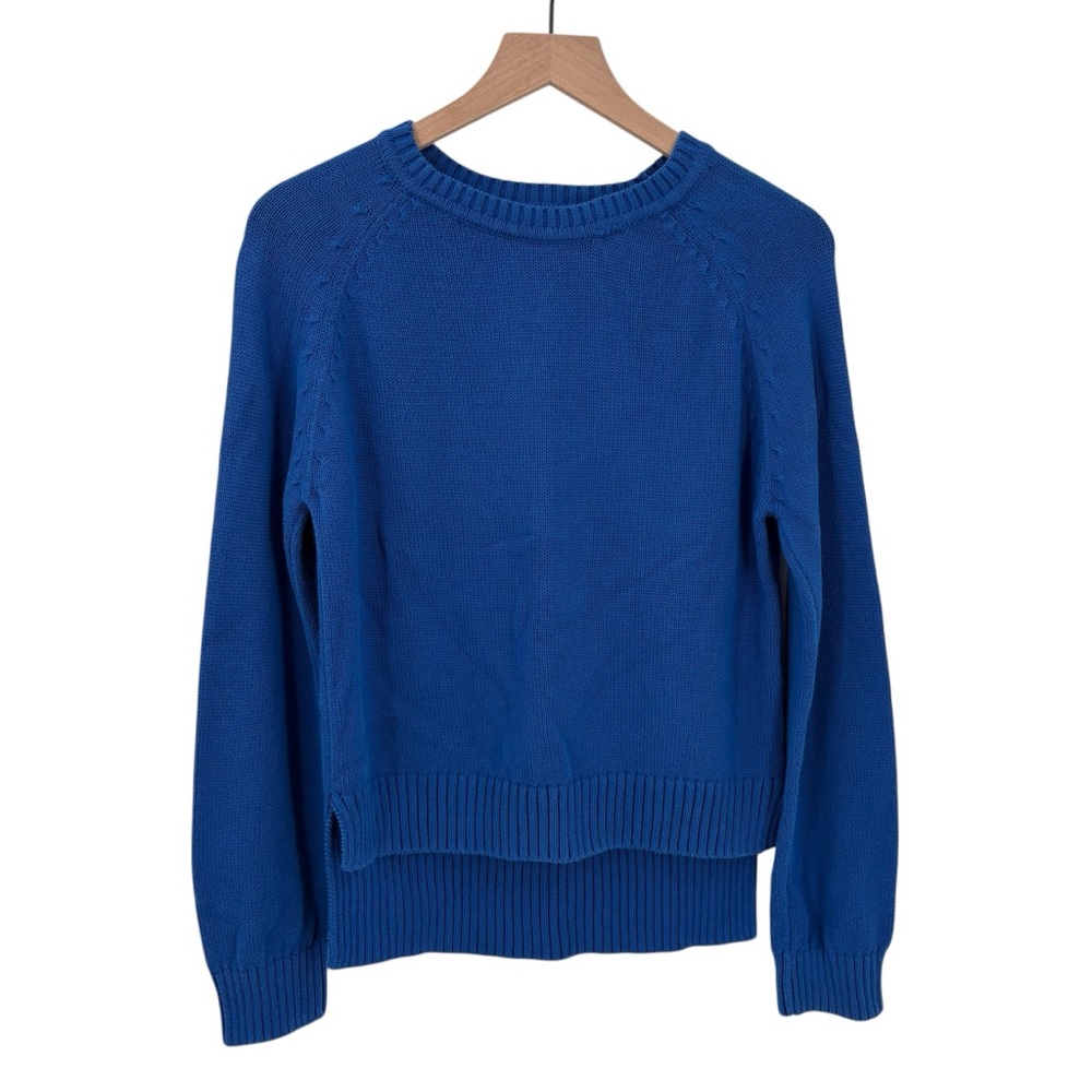 Able High Low Crew Neck‎ Pullover Royal Blue Sweater Small